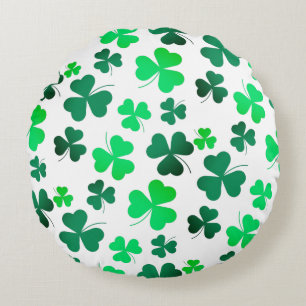 Clover Shamrock Irish Green Spring St Patricks Day Round Pillow