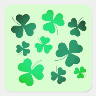 Clover Shamrock Irish Green Spring St Patricks Day Square Sticker