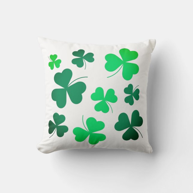 Clover Shamrock Irish Green Spring St Patricks Day Throw Pillow (Front)