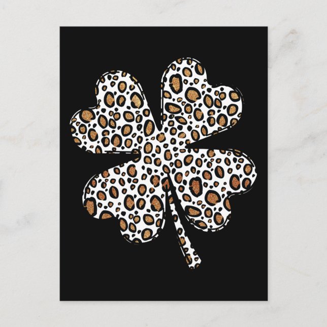 Clover Shamrock Leopard Spots St. Patrick's Day Postcard (Front)