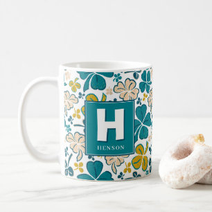 Clover Shamrock Monogrammed St. Patrick`s Day Coffee Mug