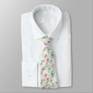 Clover, shamrock on beige. neck tie