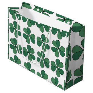 Clover Three Leaf Clover Lucky Green Pattern Large Gift Bag