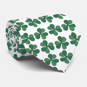 Clover Three Leaf Clover Lucky Green Pattern Neck Tie