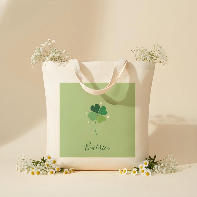 Clover Tote Bag – Green Floral Design (Creator Uploaded)