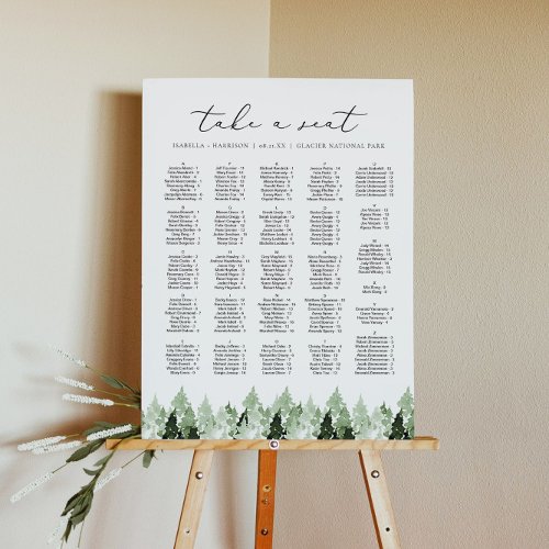 CLOVER Watercolor Pine Tree Wedding Seating Chart Foam Board