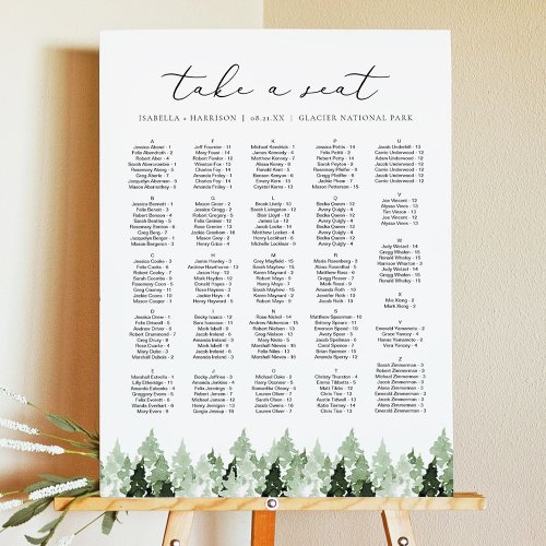 CLOVER Watercolor Pine Tree Wedding Seating Chart Foam Board