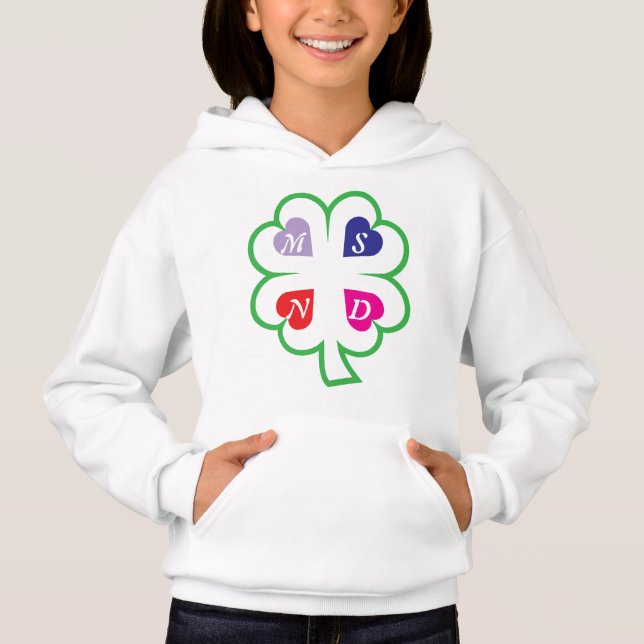 Clover with hearts  hoodie (Front)