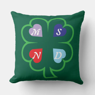 Clover with hearts throw pillow