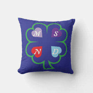 Clover with hearts throw pillow