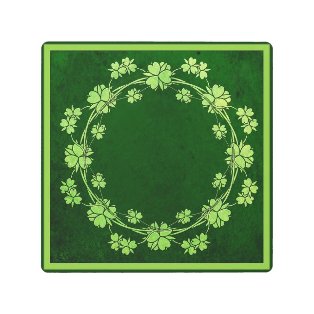 Clover Wreath Green Vintage Celtic Metal Print (Front)