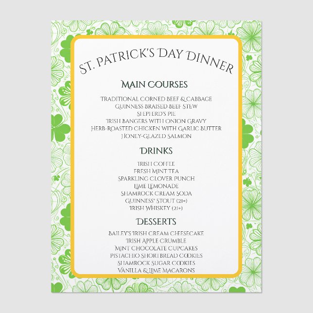 Cloverlight Waltz Menu (Front)