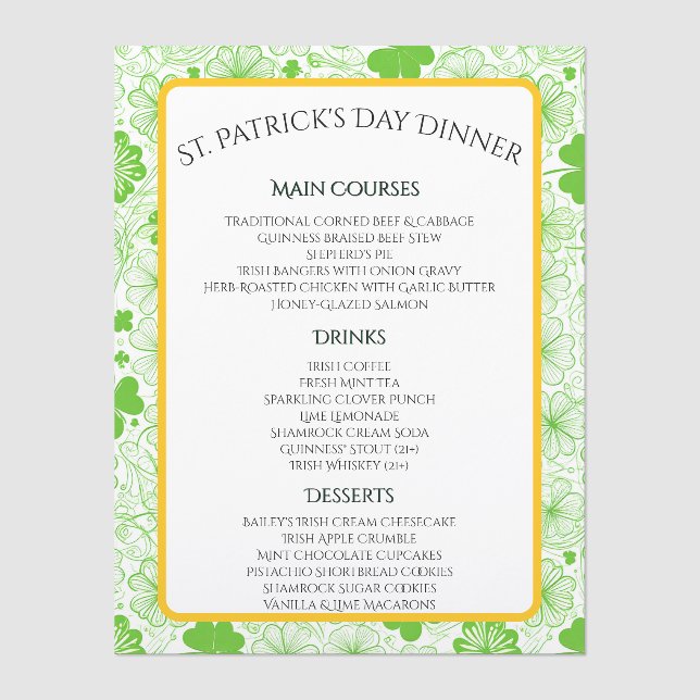Cloverlight Waltz Menu (Front)