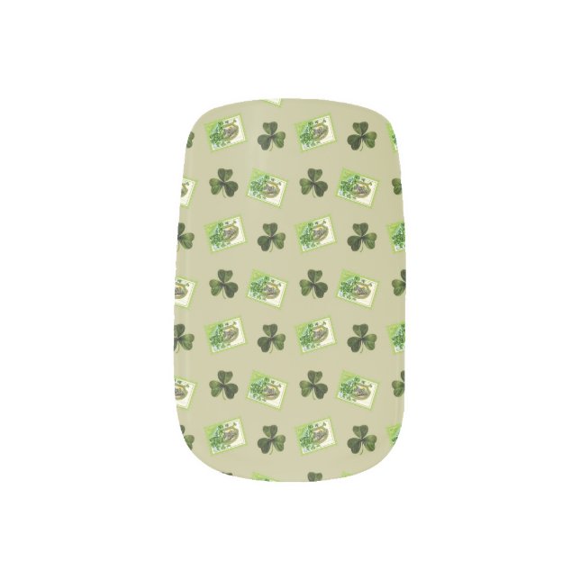 Clovers and Gold Minx Nail Wraps (Left Thumb)
