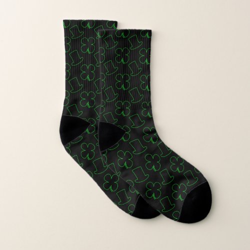 Clovers and Hats Black Socks