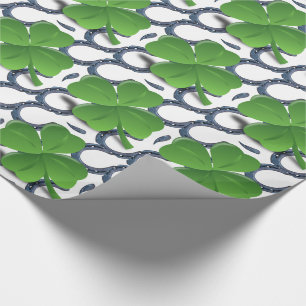 Clovers and Horseshoes Wrapping Paper