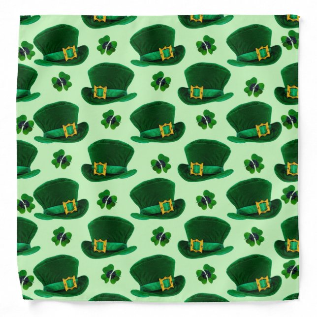 Clovers and Leprechaun Hats Bandana (Front)