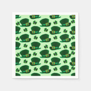 Clovers and Leprechaun Hats Paper Napkins