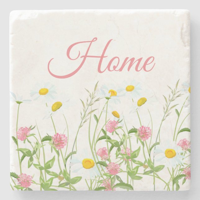 Clovers & Daisies Stone Coaster (Front)