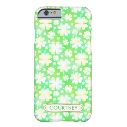 Clovers Green Shamrocks Irish Pretty Custom Name Barely There iPhone 6 Case