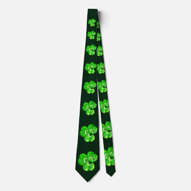 Clovers Neck Tie - Custom Colors - Dark Green (Front)