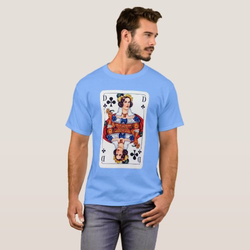 Clovers Queen Playing Cards T_Shirt