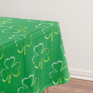 Clovers Shamrock Green Pattern Irish St. Patrick Tablecloth