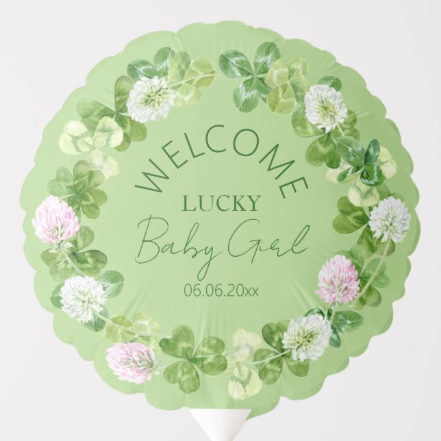 Clovers Welcome Lucky Baby Shower Balloon (Front)