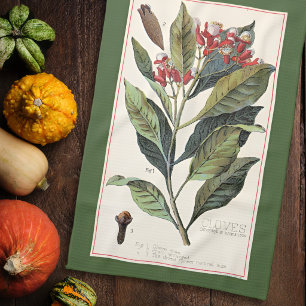 CLOVES - VINTAGE BOTANICAL ILLUSTRATION KITCHEN TOWEL