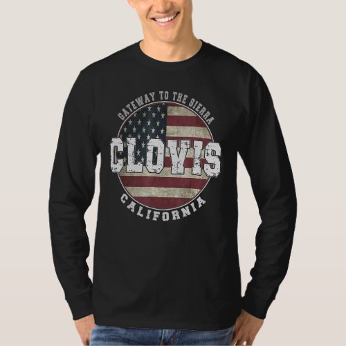 Clovis California  Vintage American flag T_Shirt