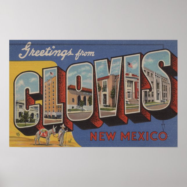 Clovis, New Mexico - Large Letter Scenes Poster (Front)