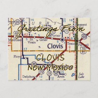 Clovis NM Vintage Map Postcard