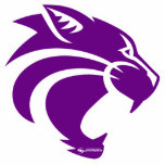 Clovis Wildcats Pin Cutout<br><div class="desc">Purple and white Clovis Wildcats acrylic pin featuring cut-out wildcat with metal pin-back.</div>