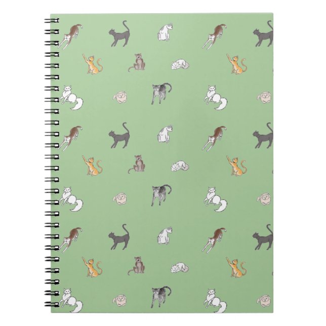 clowder of cats in sage placemat notebook (Front)