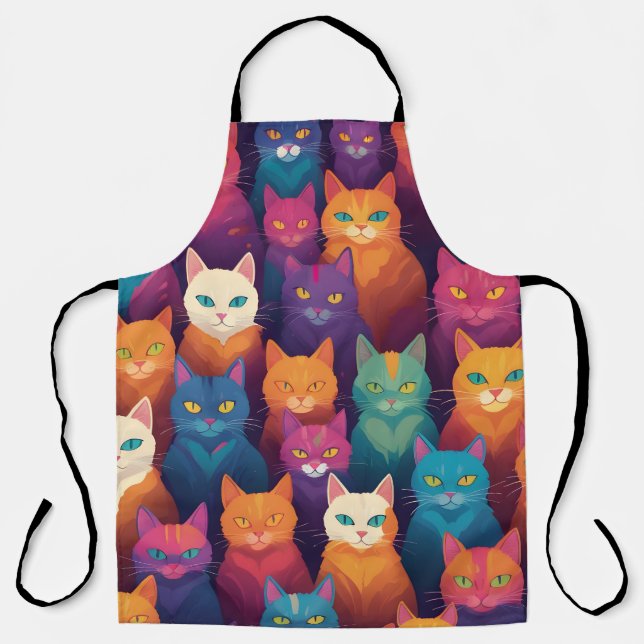 Clowder of colorful cats apron (Front)
