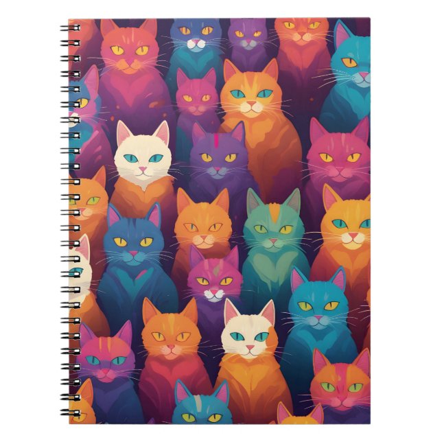 Clowder of colorful cats notebook (Front)