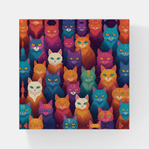 Clowder of colorful cats paperweight