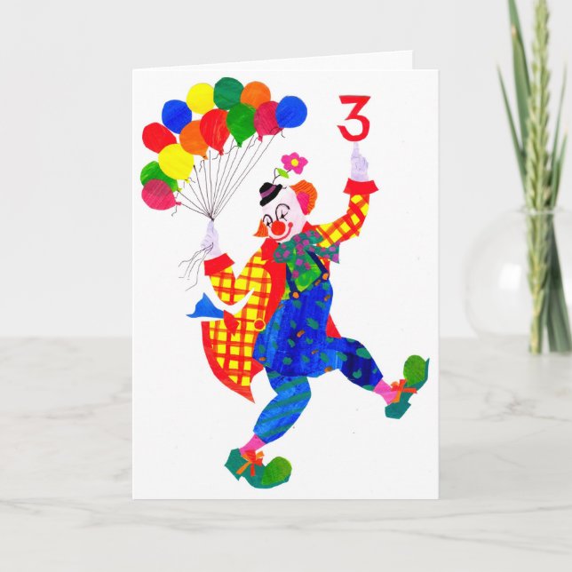 Clown 3-year old birthday card (Front)
