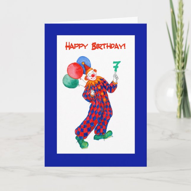 Clown 7th Birthday Card (Front)