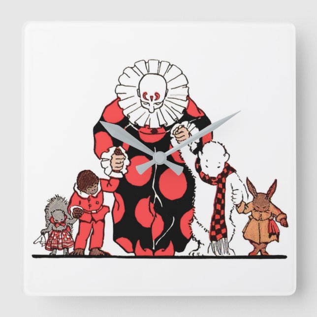 clown and friends take their bow square wall clock (Front)