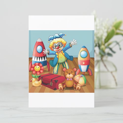 Clown And Toys Invitations