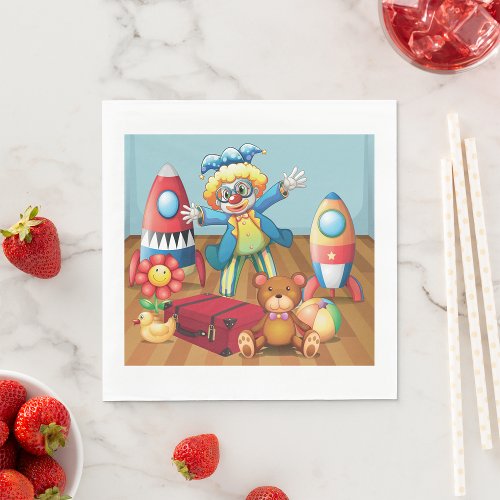 Clown And Toys Paper Napkins