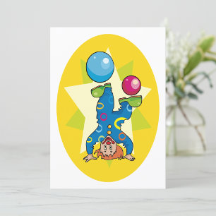 Clown Balancing Balls Fun Circus Invitation