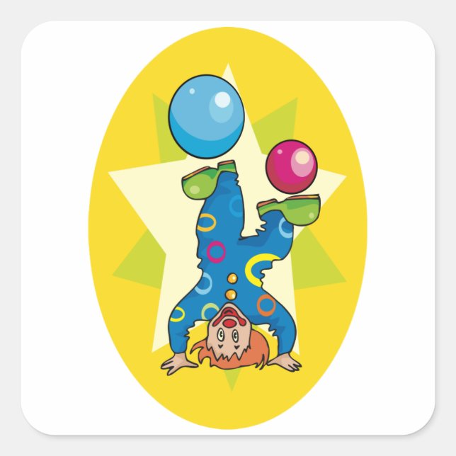 Clown Balancing Balls Fun Circus Square Sticker (Front)