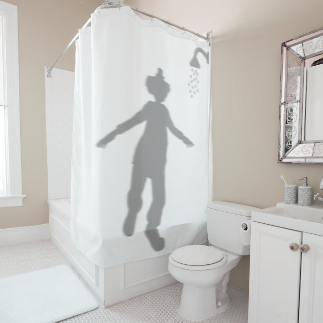 Clown Behind Silhouette Shadow Halloween Scary Shower Curtain (In Situ)