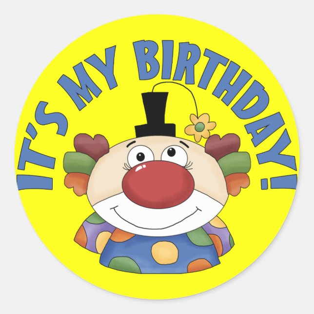 Clown Birthday Classic Round Sticker (Front)