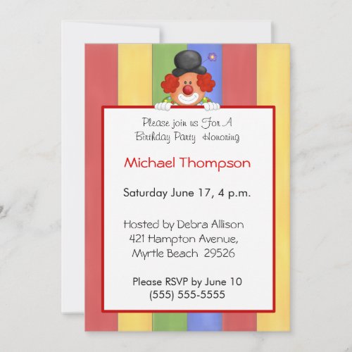 Clown Birthday Invitation