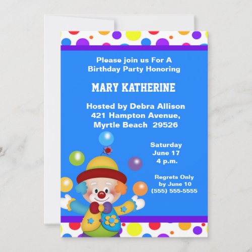 clown Birthday Invitation