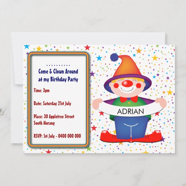 Clown Birthday Invitation (Front)