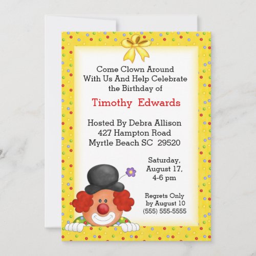 Clown Birthday Party Invitation